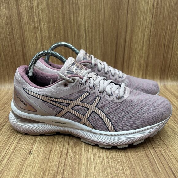 ASICS GEL NIMBUS 22 RUNNING ATHLETIC SHOES WOMEN’S SIZE 9.5 PINK WHITE 1012A587 - Picture 1 of 9